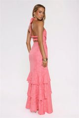 Take The Chance Halter Maxi Dress Coral