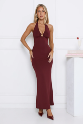 Hotter Now Halter Maxi Dress Wine
