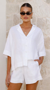 Luna Button Up Shirt - White