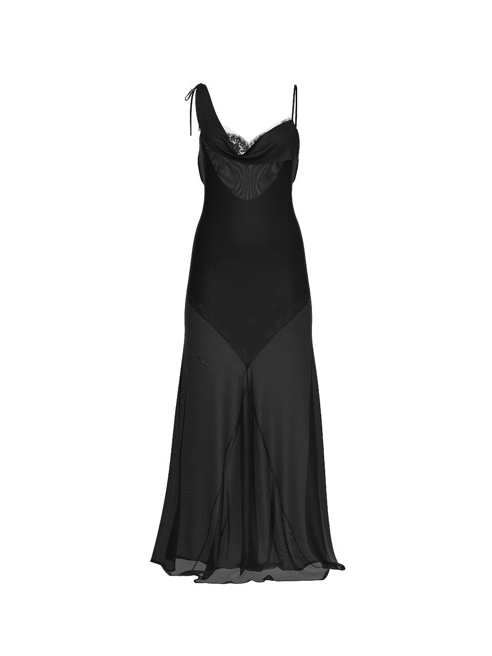 Chiffon & Lace Draped Slip Gown
