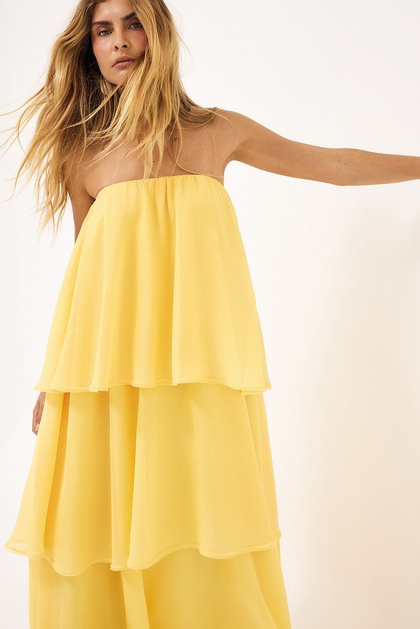 Bandeau Tiered Volume Maxi Dress