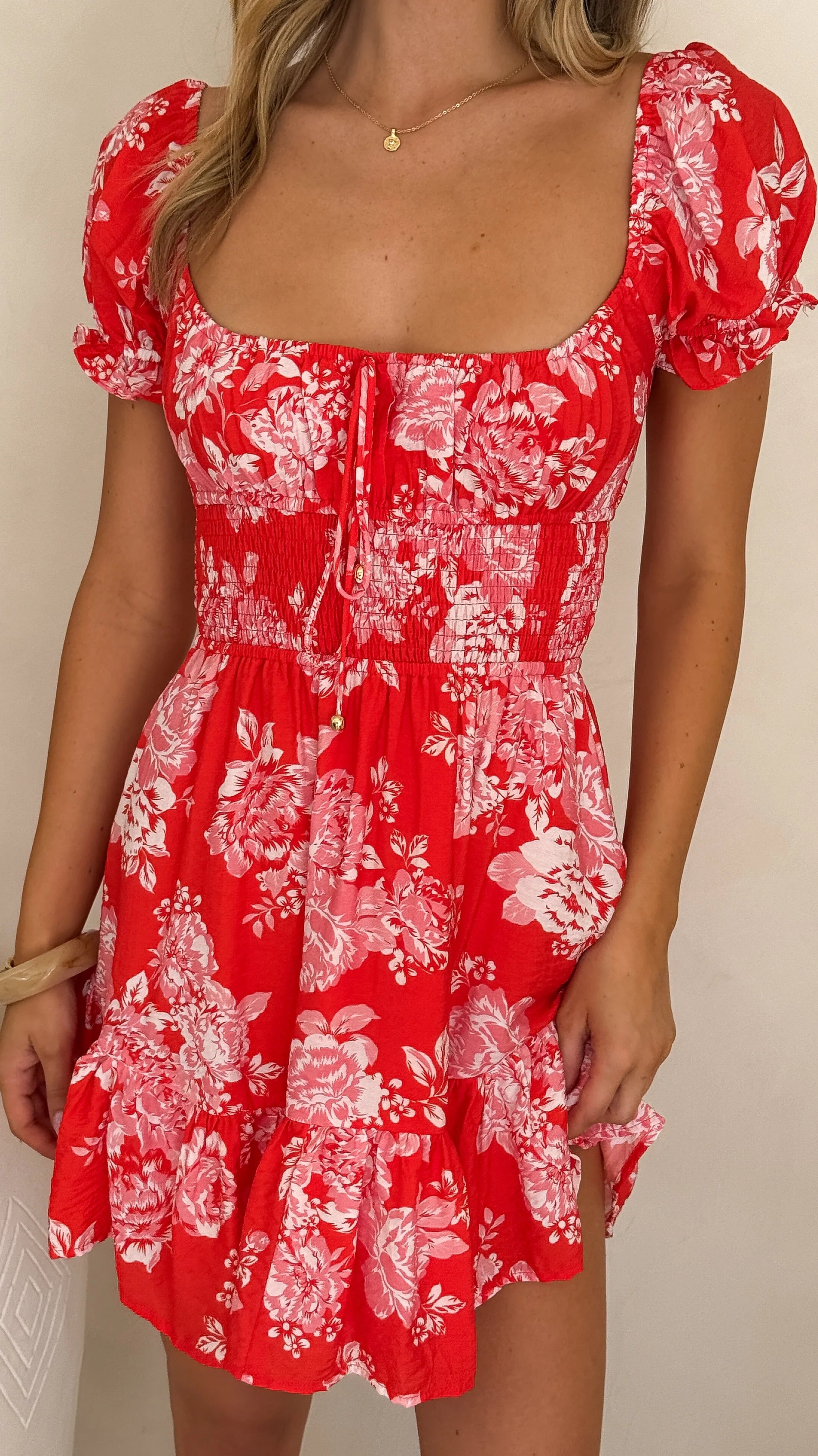 Kori Mini Dress - Red Floral