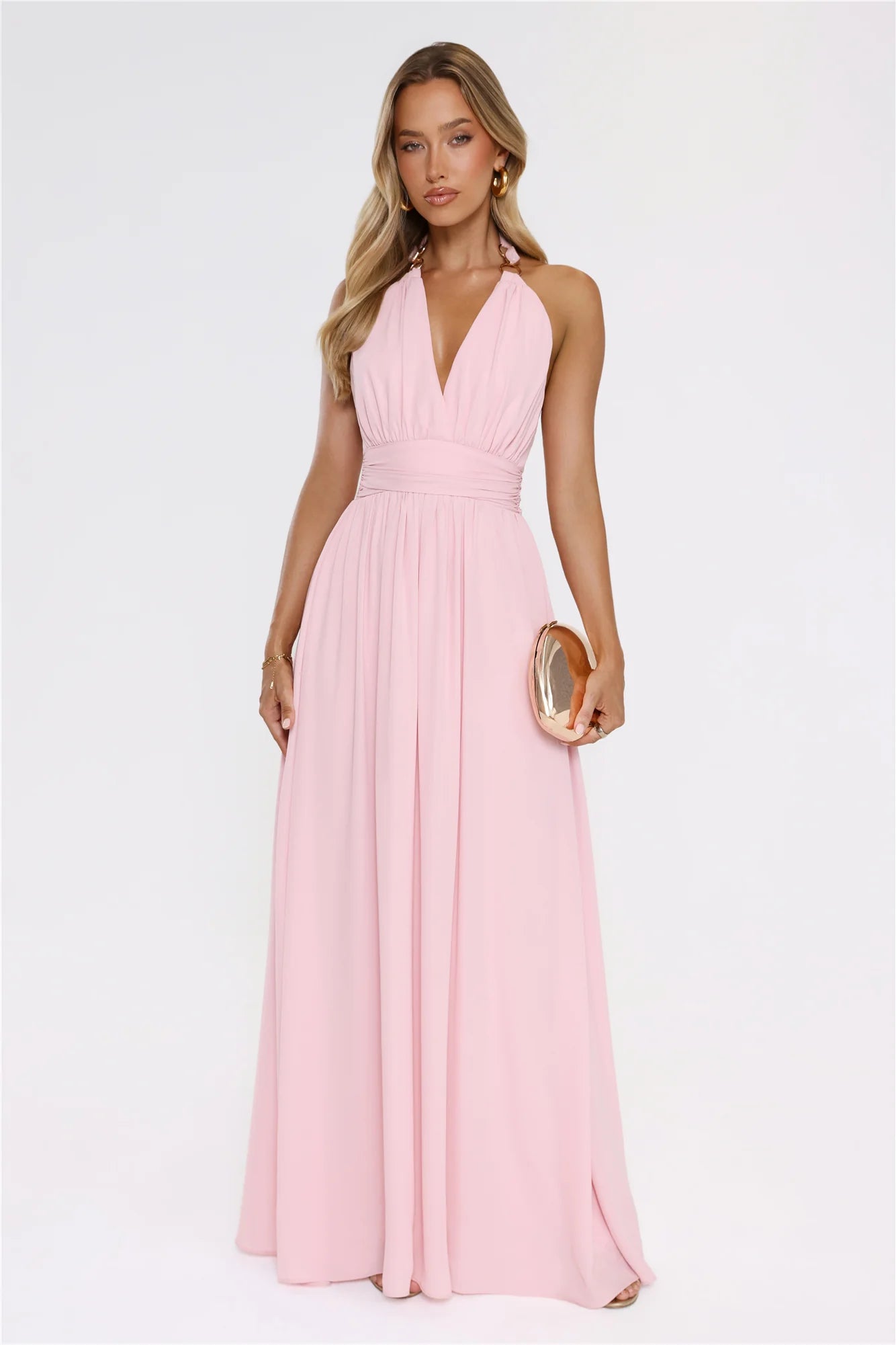 Eternal Coastline Halter Maxi Dress Pink