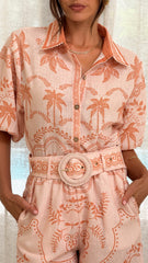 Xander 3/4 Sleeve Button Down Shirt - Natural