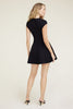 Godet Ponte Mini Dress-Jet Black