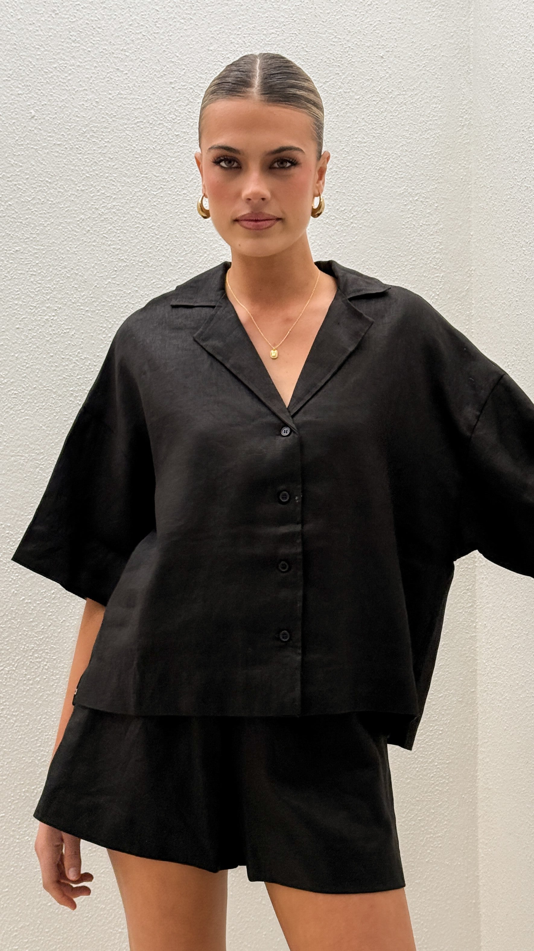 Luna Button Up Shirt - Black