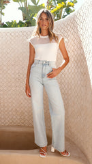 Sofia Sheer Stripe Knit Top - White