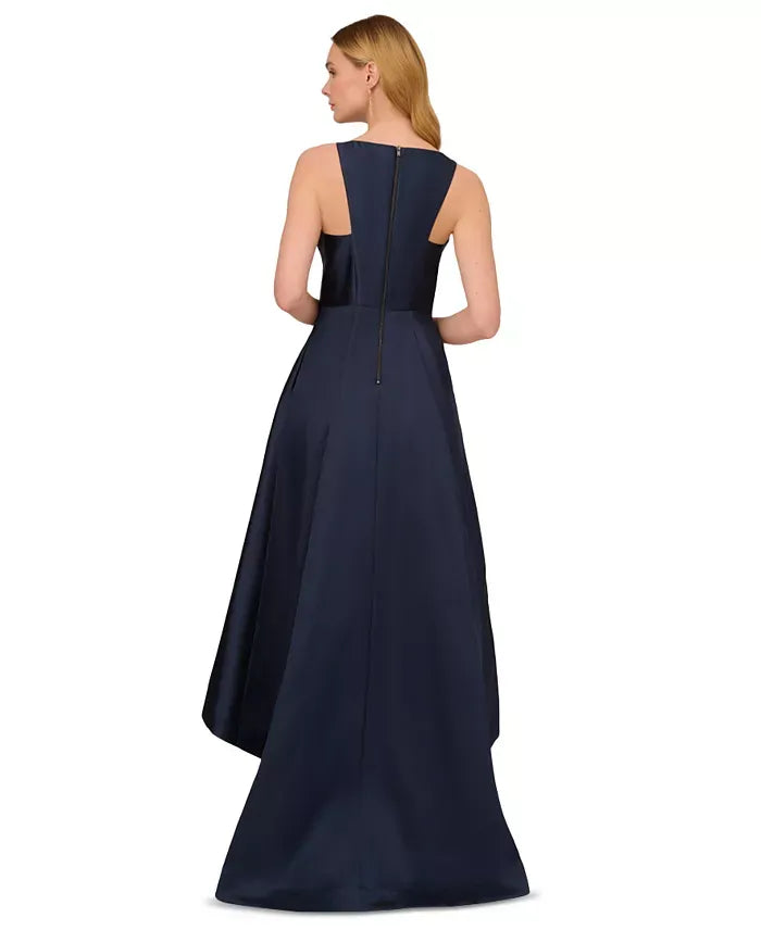 Adrianna Papell Women's High-Low Mikado Sleeveless Gown