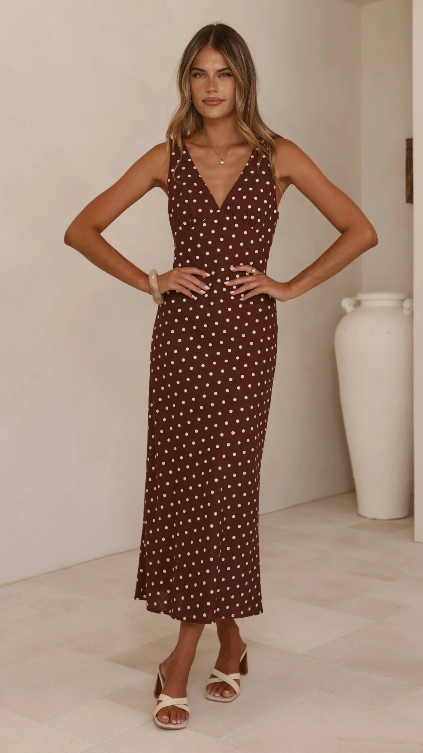 Sammie Maxi Dress - Chocolate/Nude Spot