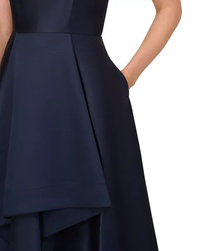 Adrianna Papell Women's High-Low Mikado Sleeveless Gown