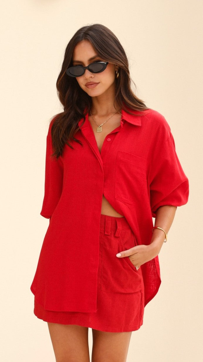 Charla Mini Skort - Red