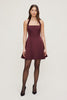 Amaya Satin Halter Mini Dress-Zinfandel Burgundy