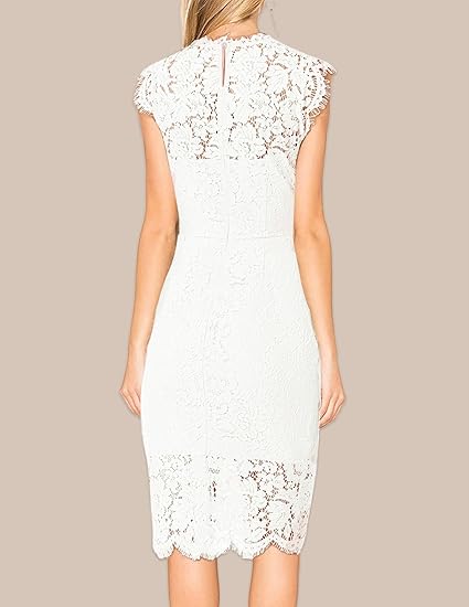 MEROKEETY Sleeveless Lace Floral Elegant Cocktail Dress