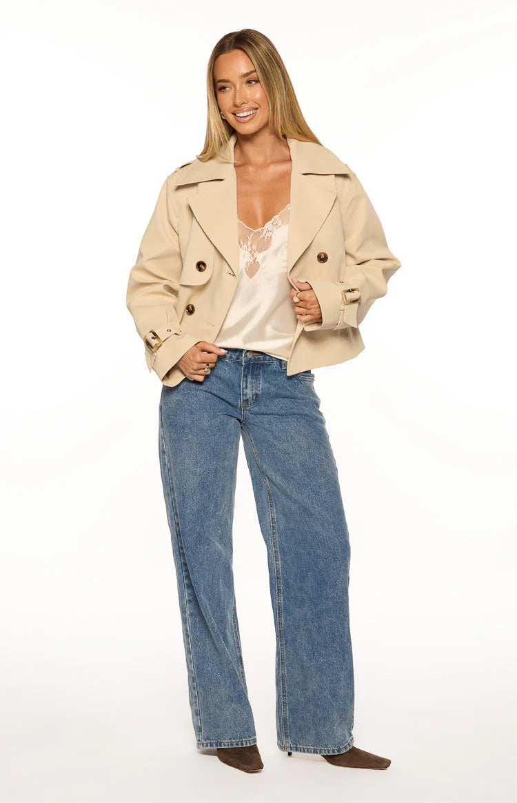 Wilda Cream Cropped Trench Coat