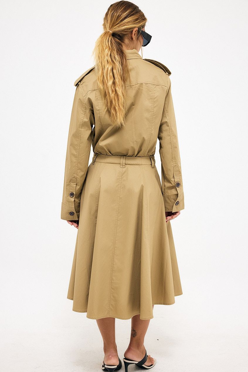 Heavy Cotton Midi Cargo Shirt Dress