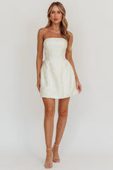 Melty Kisses Bow Mini Dress Cream