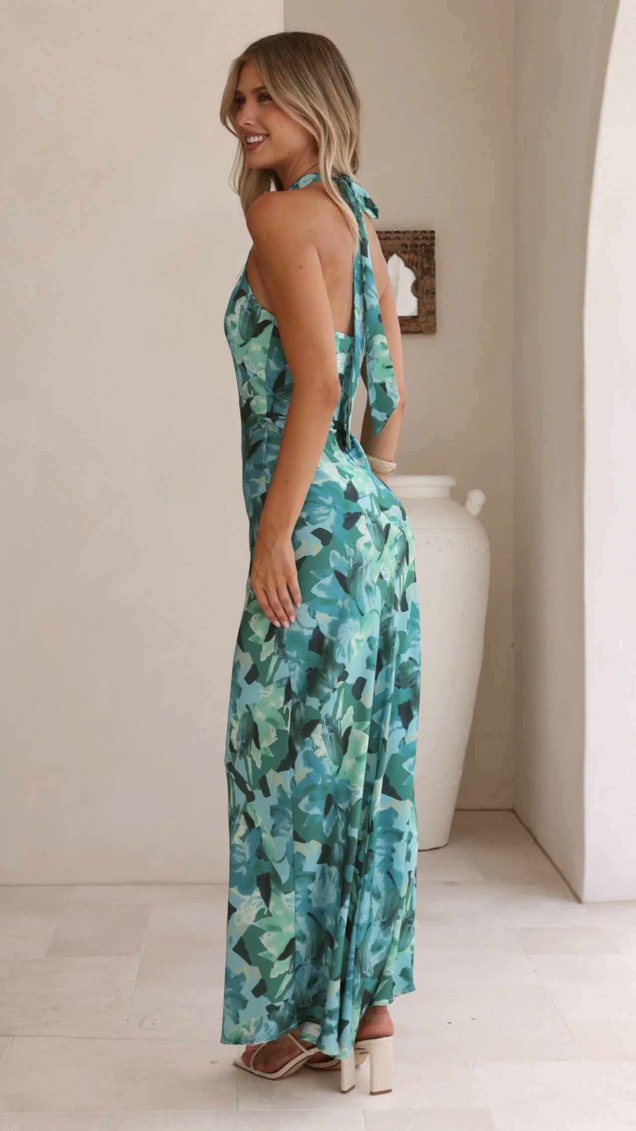 Oralia Maxi Dress - Dark Green Floral