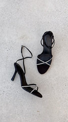 Vixin Heels - Black Satin Diamante