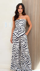 Eisley Pants - Black / Beige Geo Print