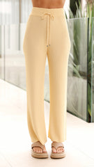 Lyra Ribbed Pants - Yellow