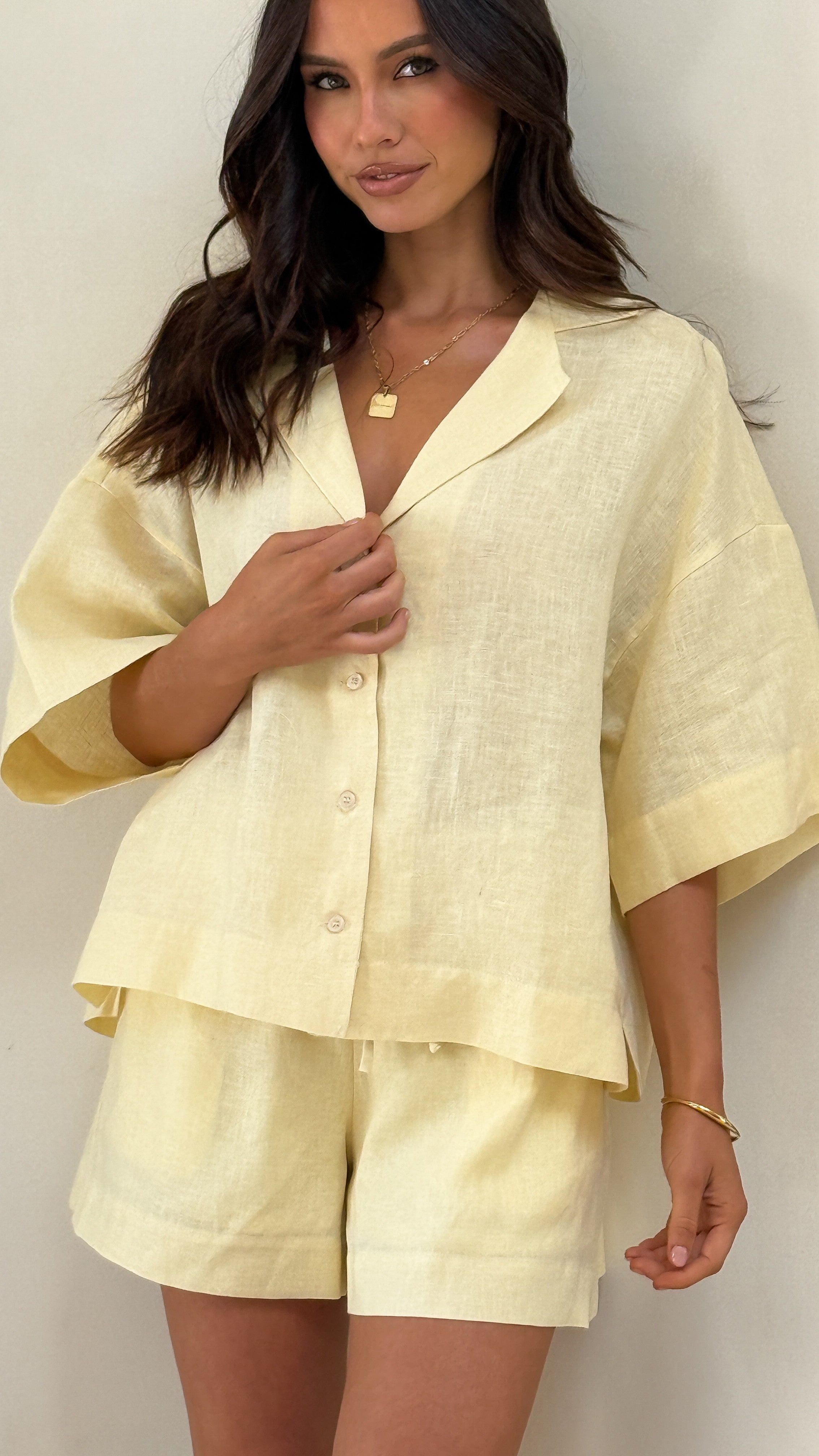 Luna Button Up Shirt - Yellow