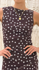 Leighton Top - Chocolate/White Polka Dot