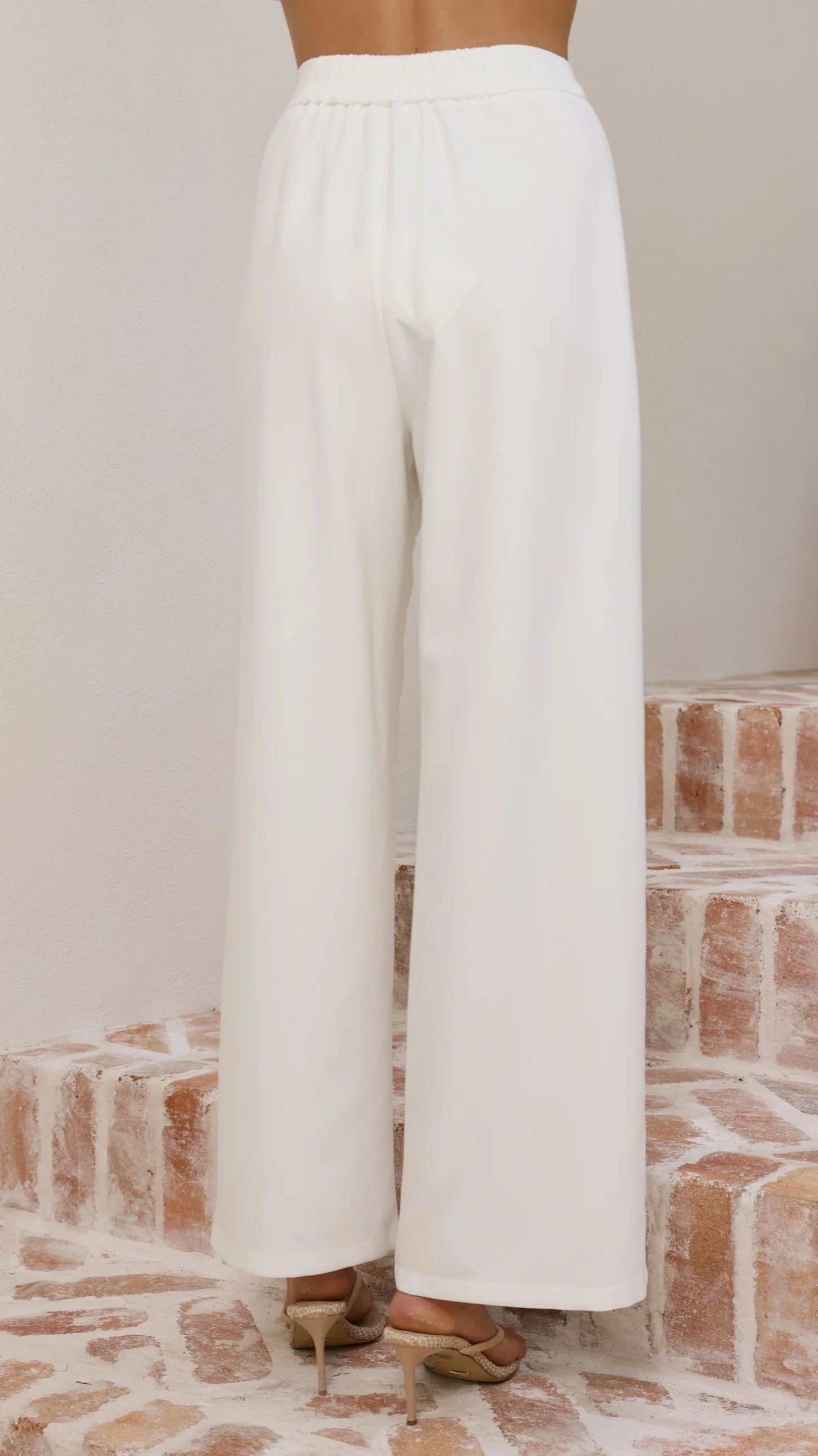 Javana Asymmetrical Top and Pants Set - White