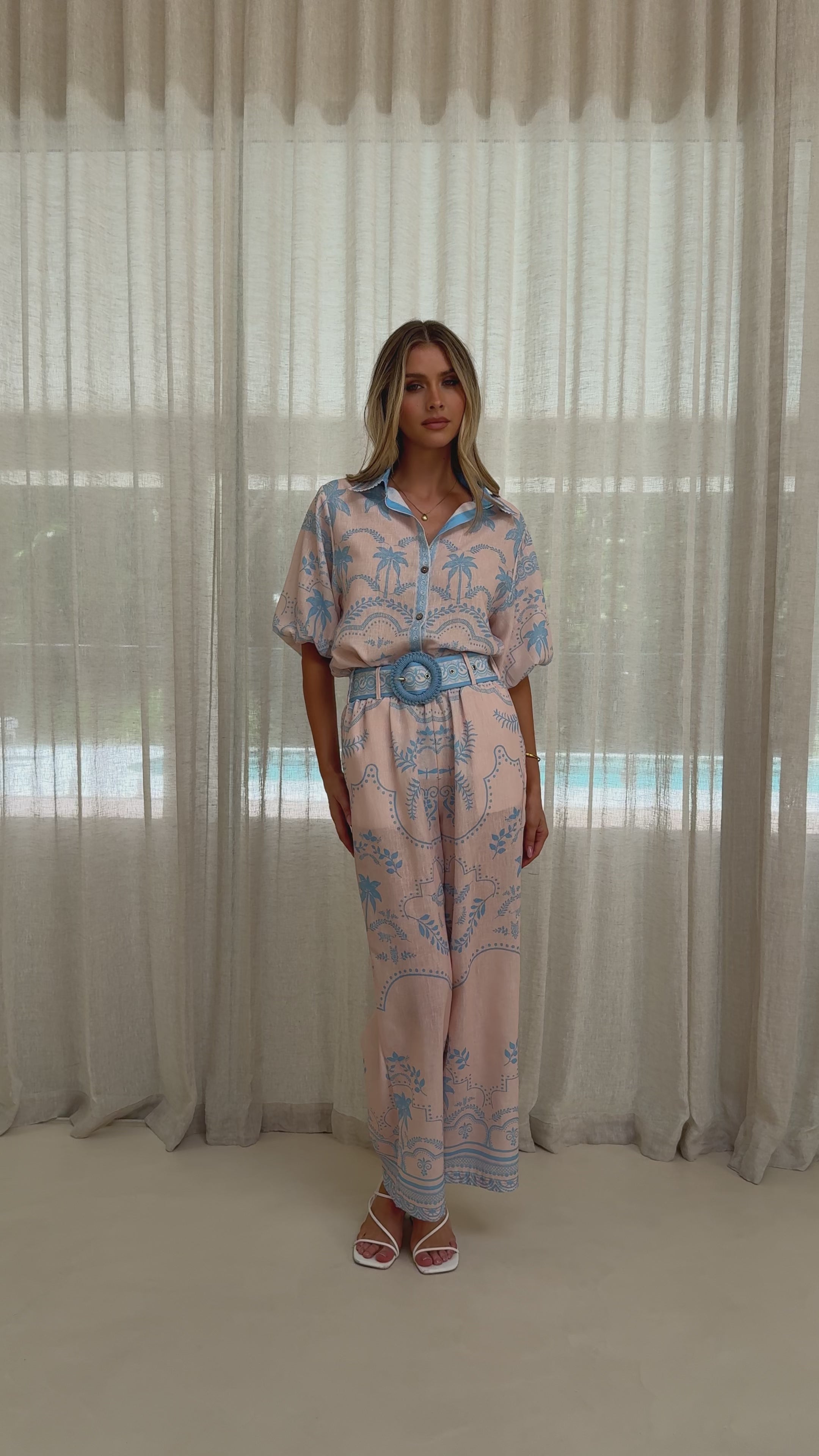Xander Wide Leg Pants - Blue