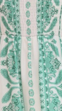 Farah Mini Dress - Green Aztec