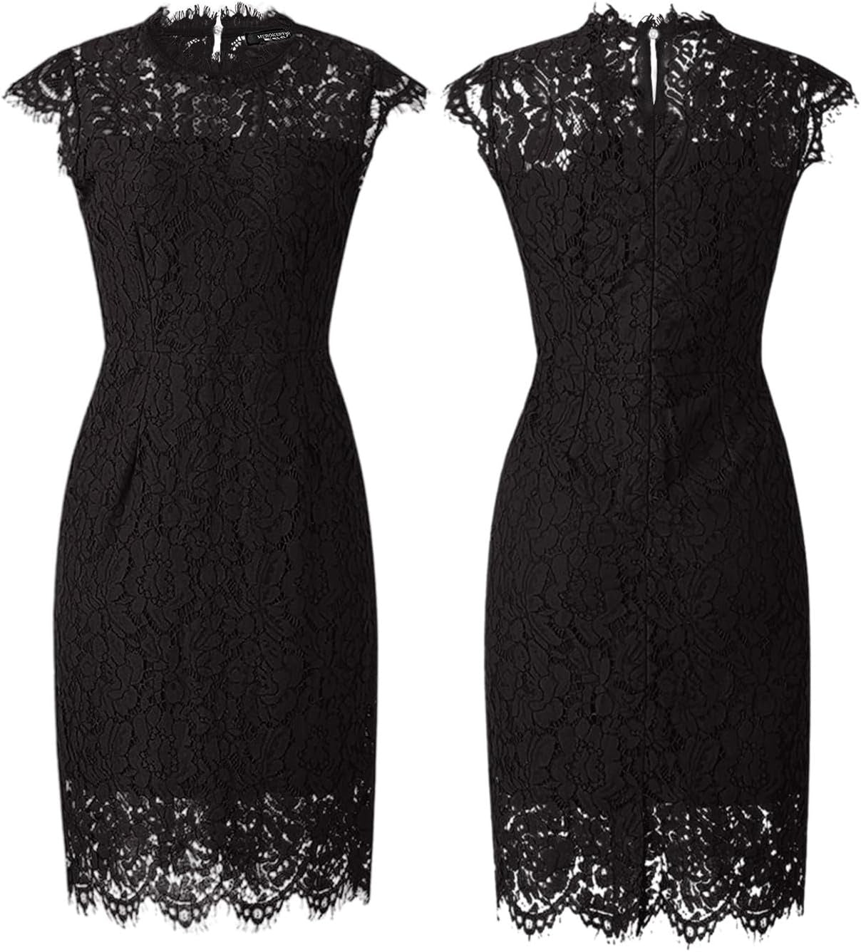 MEROKEETY Sleeveless Lace Floral Elegant Cocktail Dress