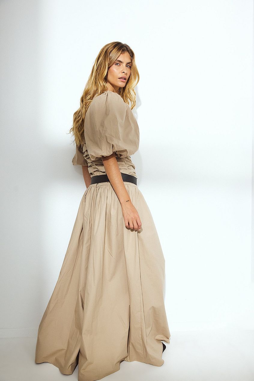 Cotton Puff Sleeve Maxi Dress