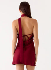 Keena Scarf Mini Dress - Burgundy