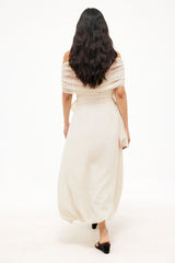 Sheer Off Shoulder Midi Dress